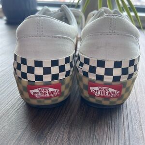 Checkered white canvas Vans